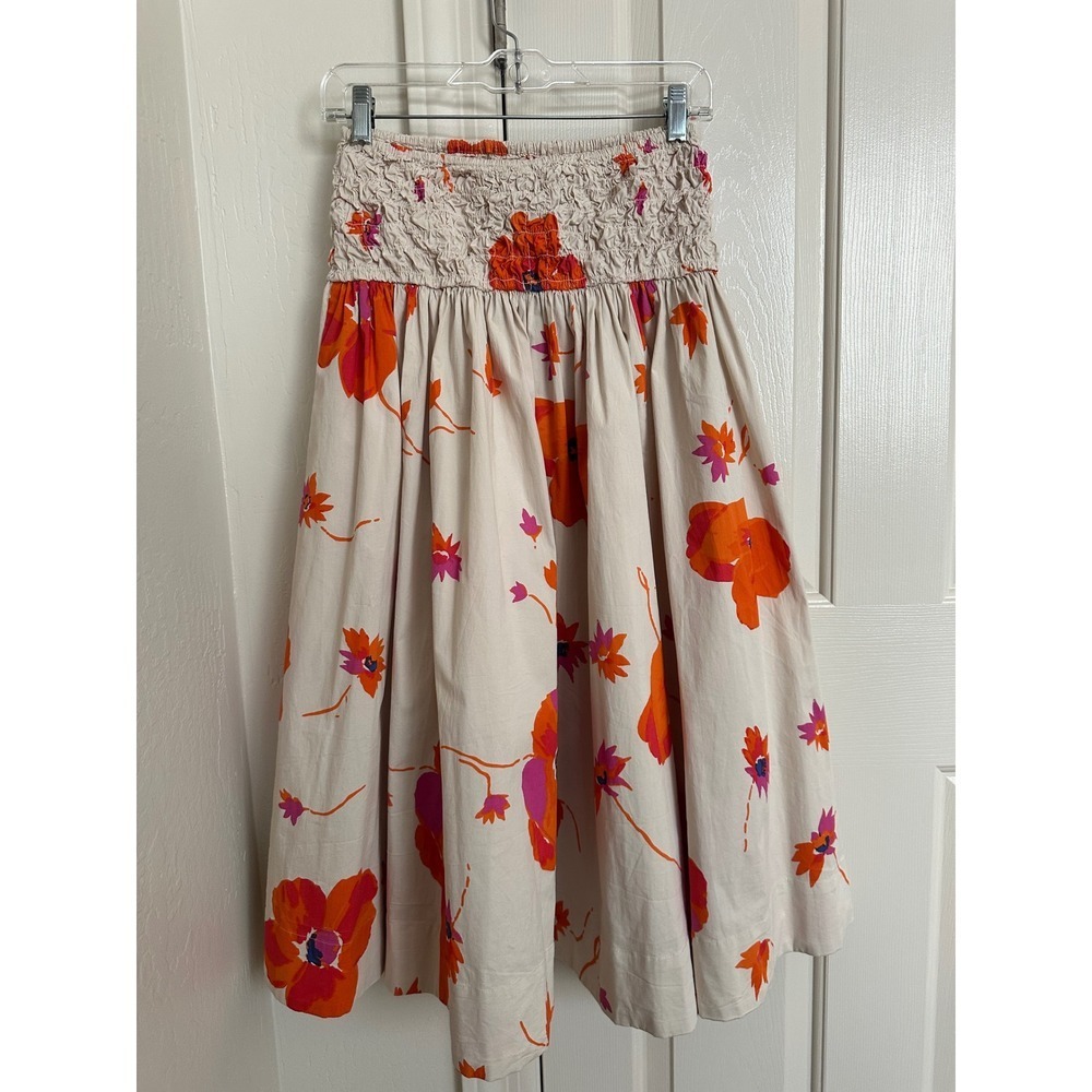 Free People Pop-Pop Poppy Two Piece Set Popcorn Crop Top Midi Skirt Floral XS - Picture 5 of 10